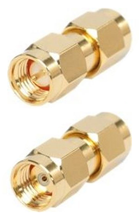 SMA male to reverse polarity SMA male straight intra-series adaptor, DC-18 GHz, 50 Ohms – gold plated